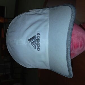 Adidas Climalite Embroidered Logo Strapback White Gray Trim Running Hat Cap
